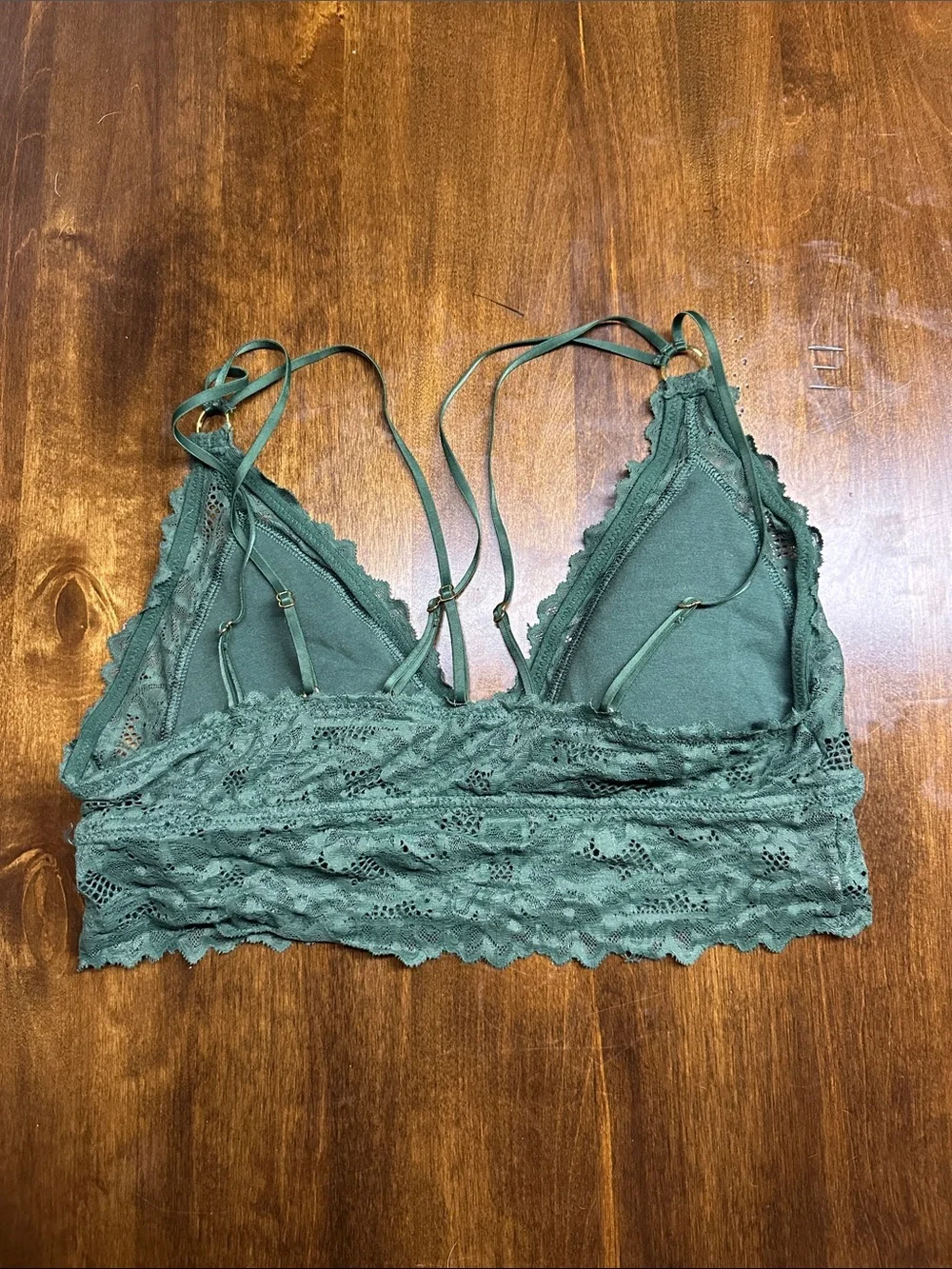 aerie Olive Green Lace Bralette with Strappy Back